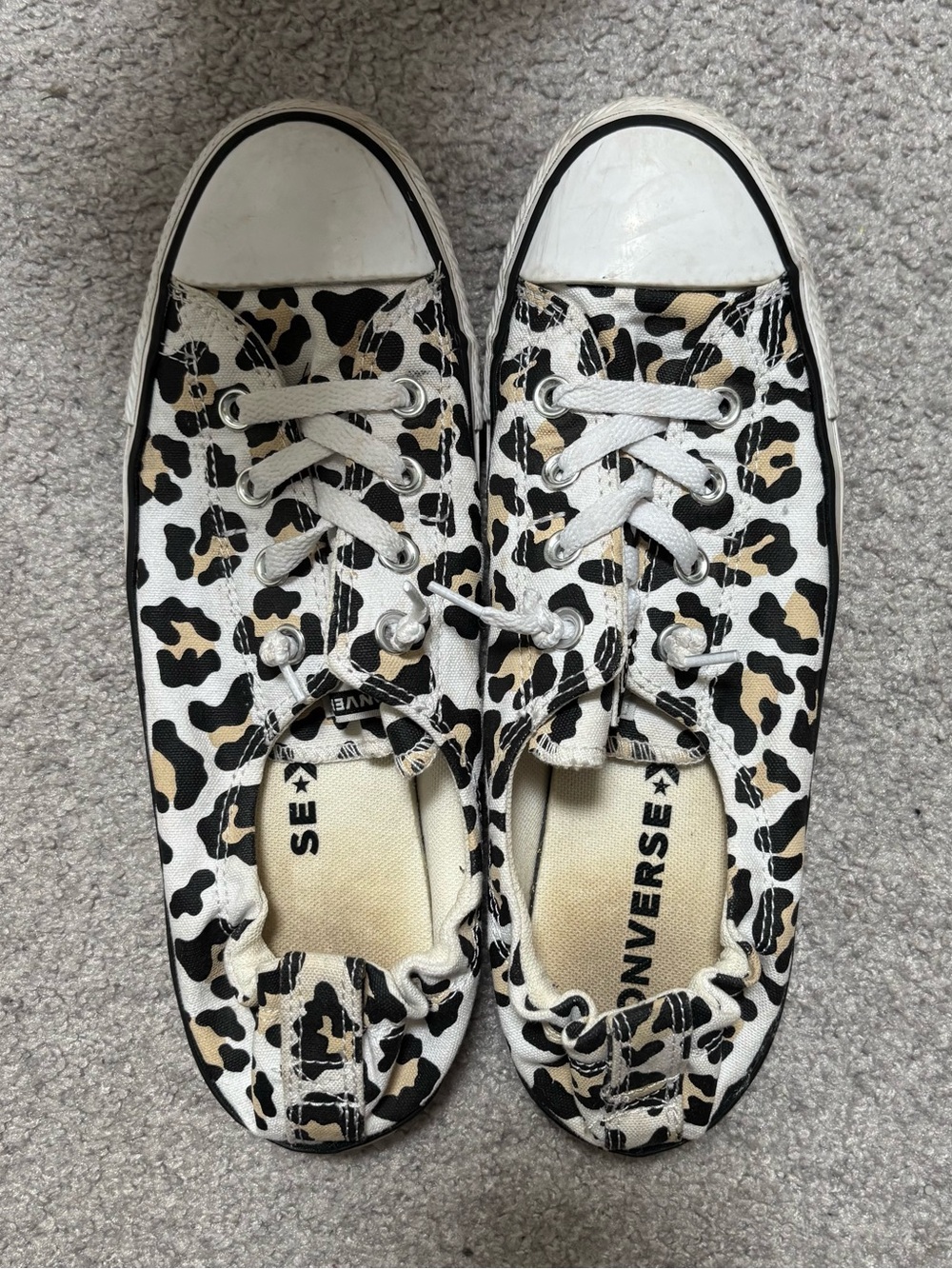 Converse White Leopard Print Low Top Sneakers